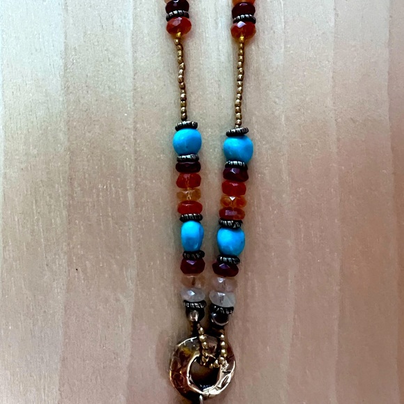 GORGEOUS one-of-a-kind handmade Turquoise and Carnelian Necklace by Jes MaHarry - Picture 4 of 10